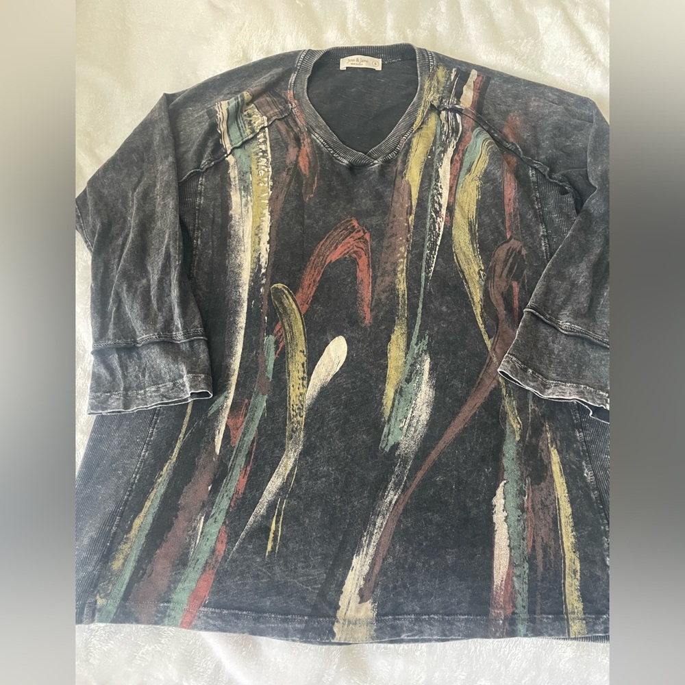 JESS & JANE small gray art to wear abstract tunic colorful style M75-000